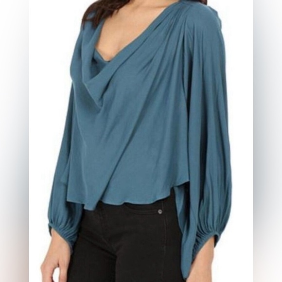 Free People Tops - Free People Cowling Around long sleeve blouse jade size M